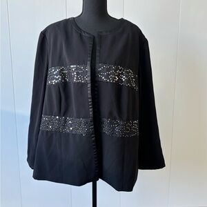 Le Bos (24W) Elegant Black Embellished Women's Jacket sequins holidays plus size